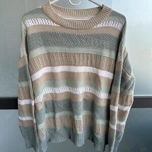 Women's Green and Tan Jumper
